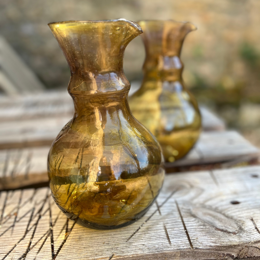 Pichet ou vase en verre soufflé jaune "Salaheddin"